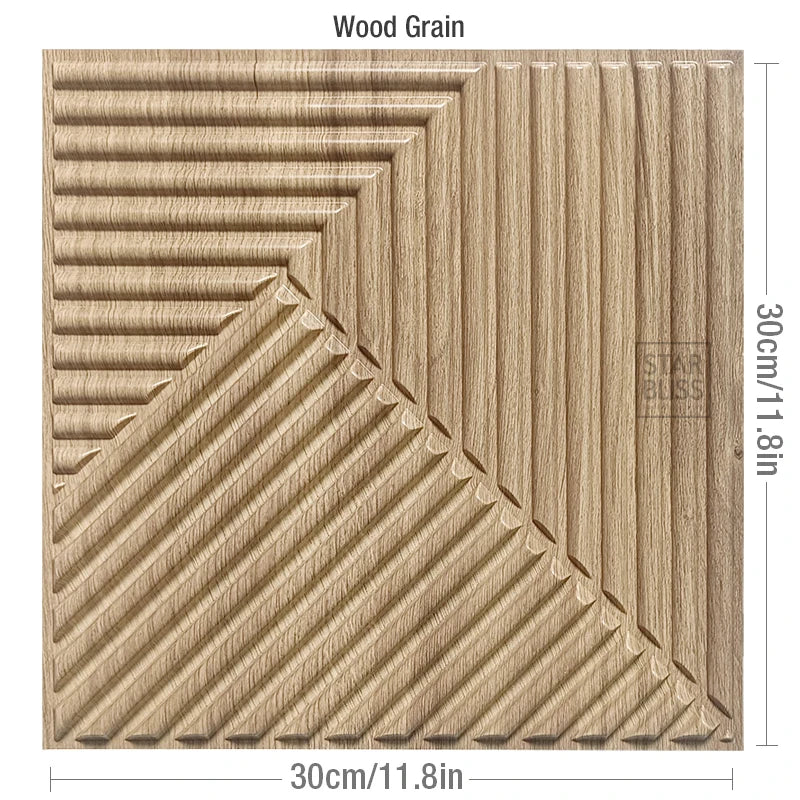 3D Wall Stickers 30x30cm - Waterproof Wood Grain Wallpaper Panels