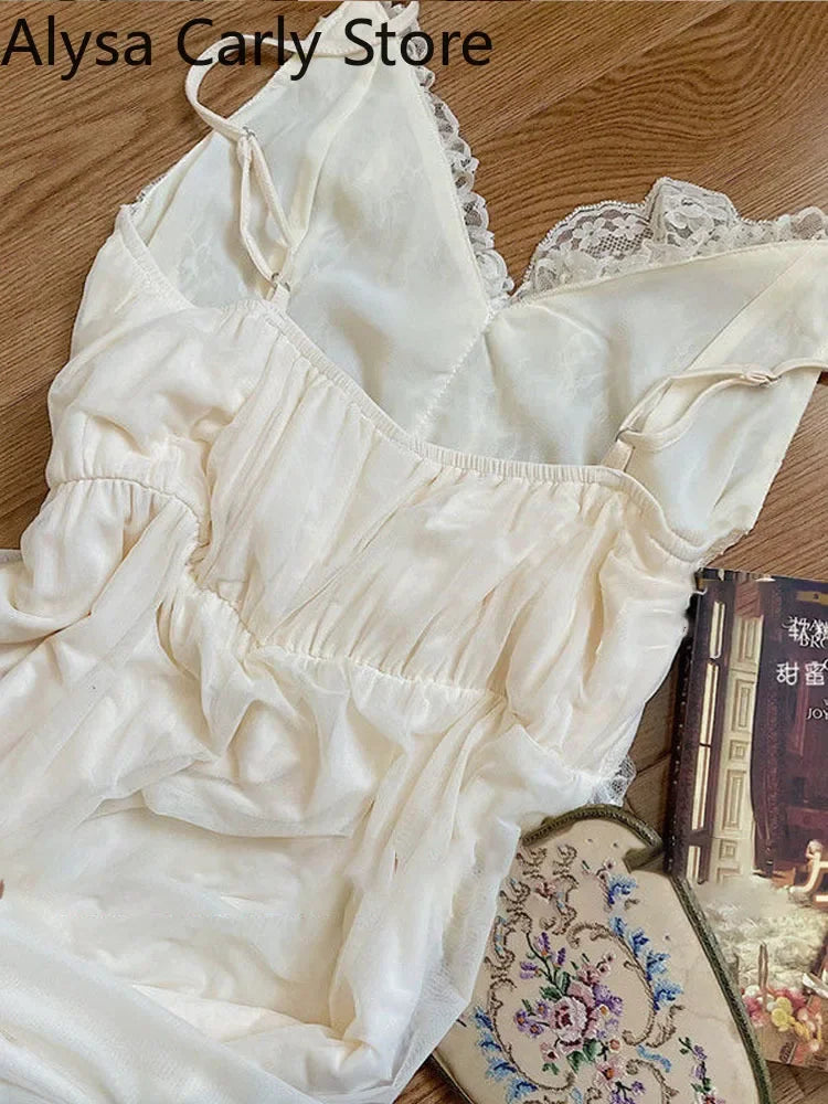 French Vintage Fairy Dress - Lace Chiffon Long Sleeve