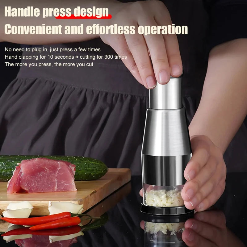 Stainless Steel Garlic Press - Manual Handheld Garlic Crusher