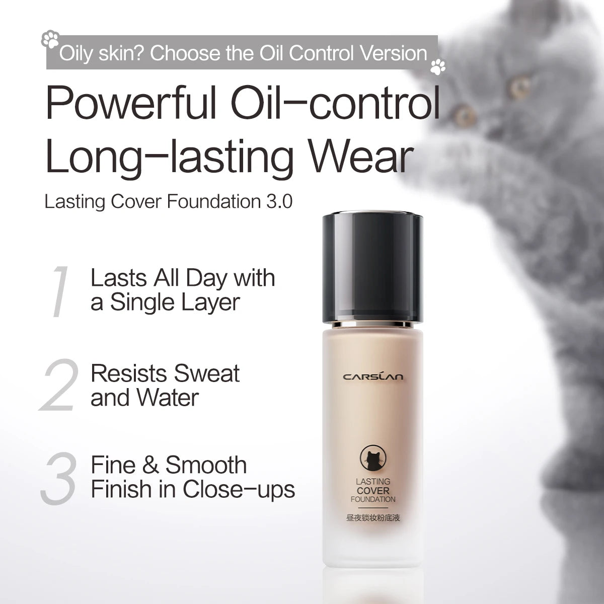 CARSLAN Long-Lasting Matte Liquid Foundation - Full Coverage