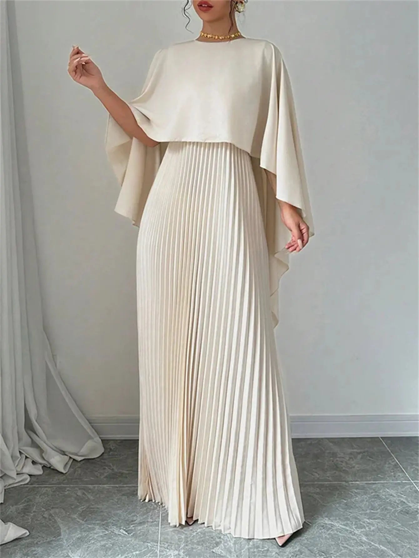 Elegant Batwing Sleeve Long Dress - Spring Summer Fashion