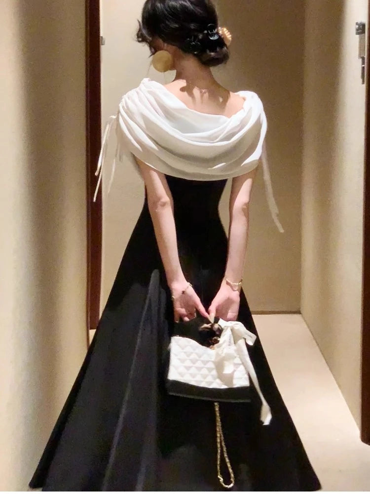 French Summer Slim Dress - Elegant Sleeveless One Shoulder Evening Party Dress