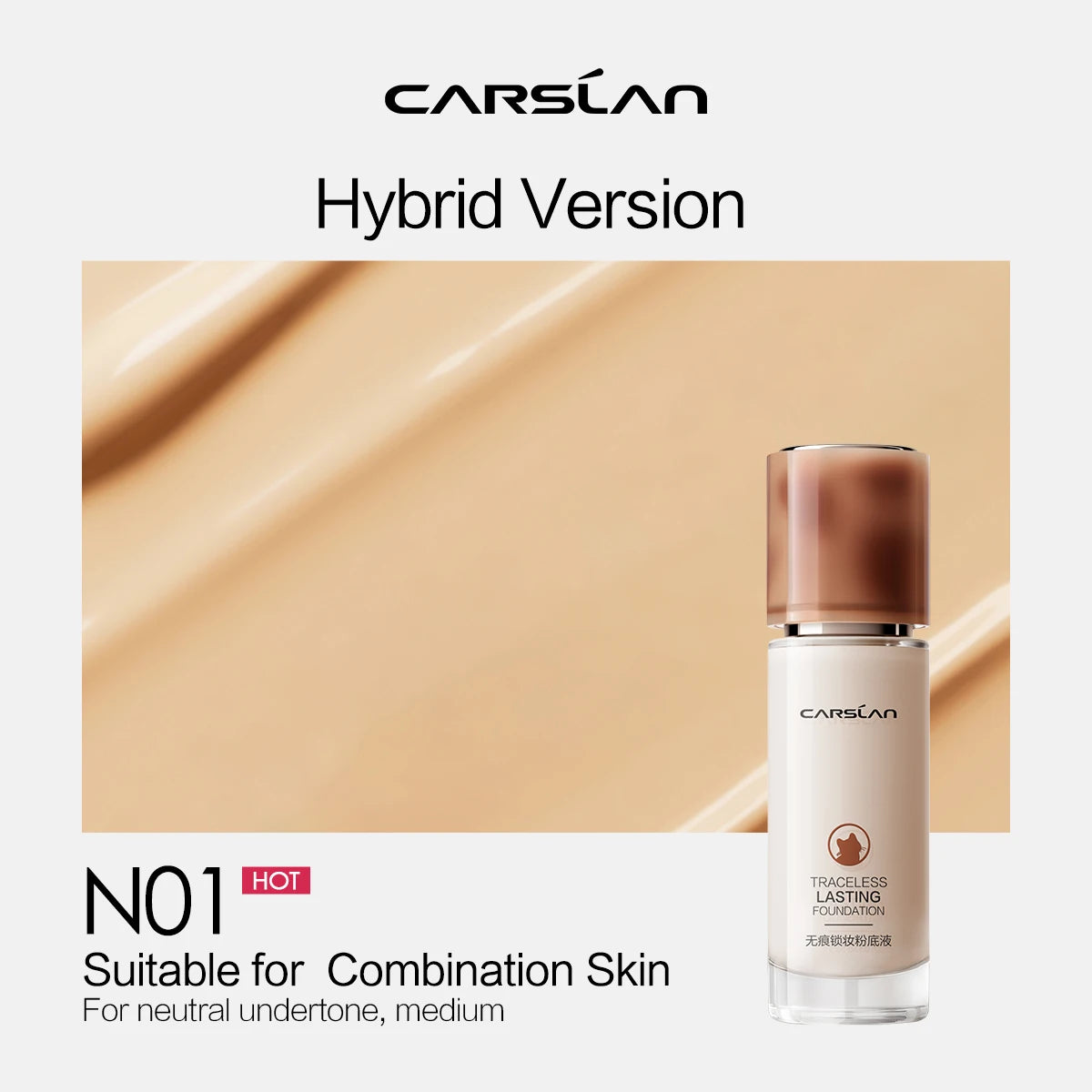 CARSLAN Long-Lasting Matte Liquid Foundation - Full Coverage