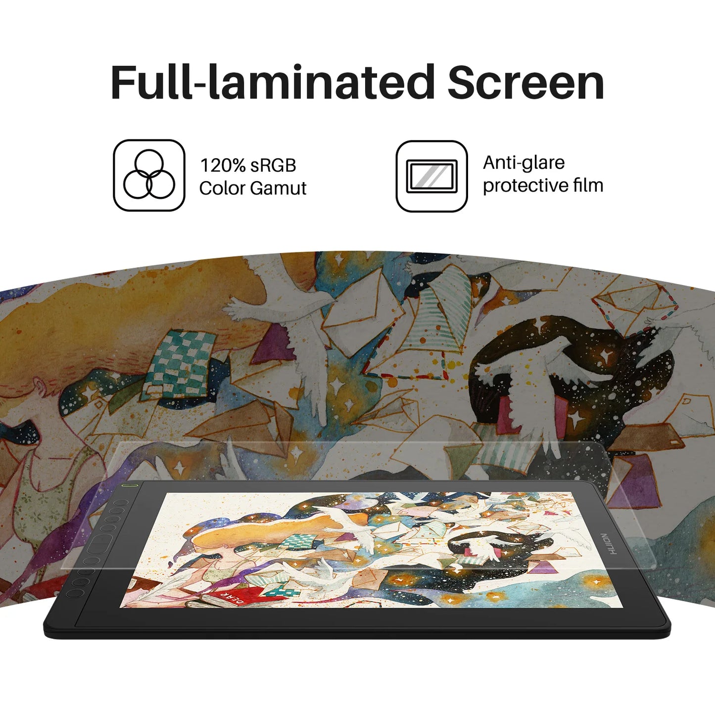 HUION Kamvas 16 (2021) Graphics Drawing Monitor - 15.6" Display with Battery-Free Pen