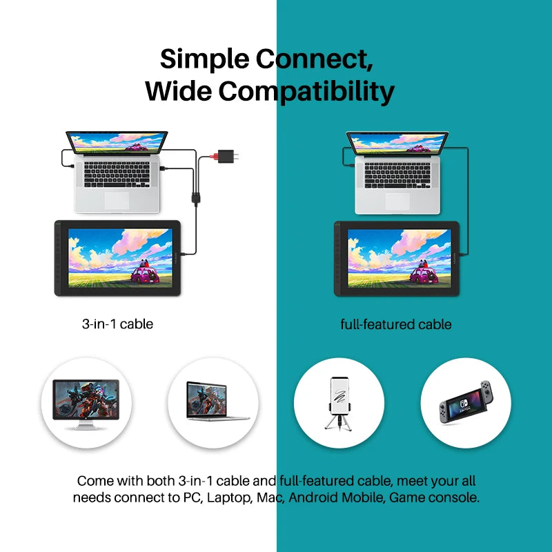 HUION Kamvas 16 (2021) Graphics Drawing Monitor - 15.6" Display with Battery-Free Pen
