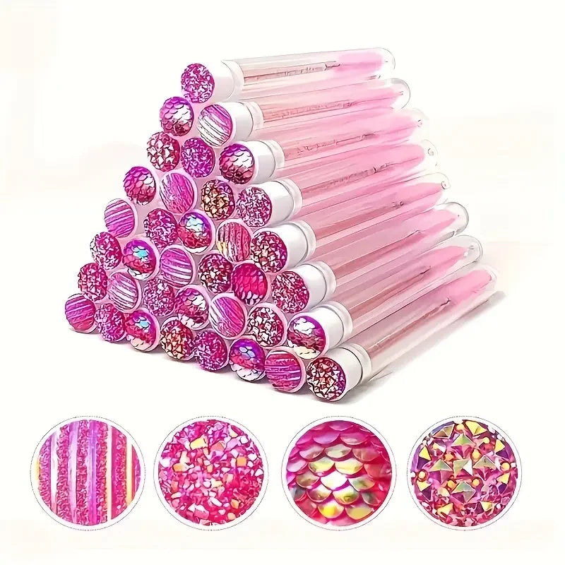 50Pcs Eyelash Brush Tube Disposable Mascara Wands Tube Reusable Lash Spoolies Brush Dust-proof Cleaner Storage Tubes