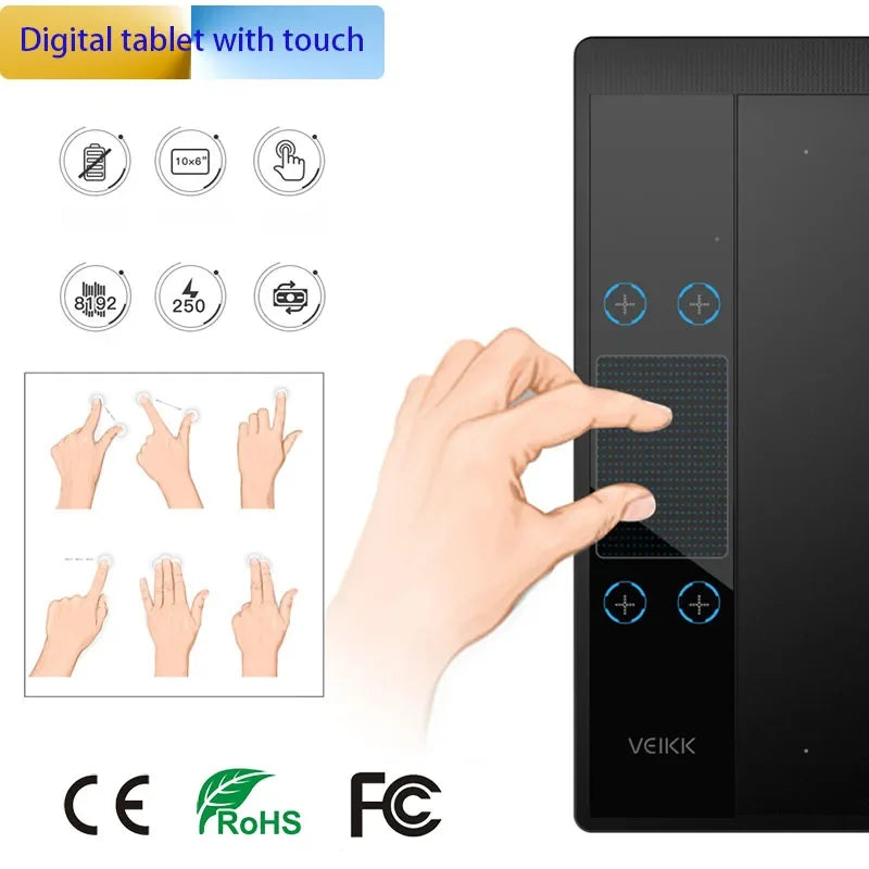 VEIKK A30 Professional Graphics Drawing Tablet - 10x6 inch with Battery-Free Pen