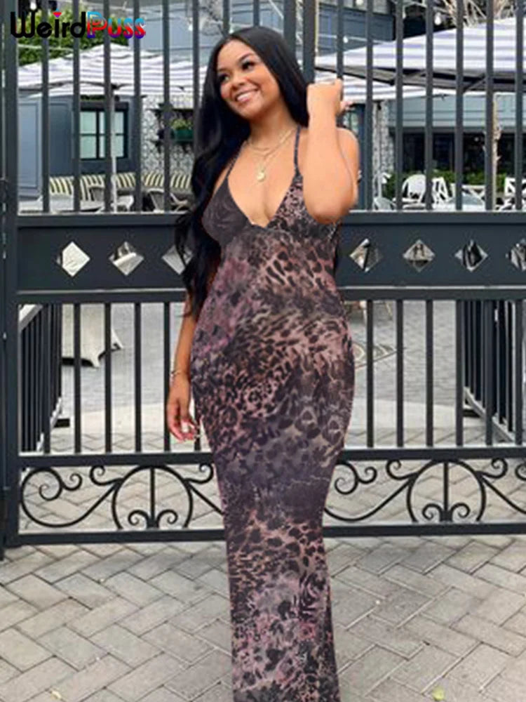 Butterfly Print Backless Dress - Spaghetti Strap Halter Style