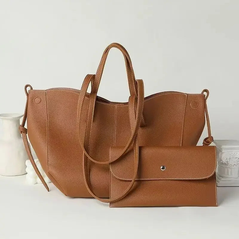 New France PU Leather Tote Large Capacity Women's Shoulder Underarm Bag Fashion Trend Magnetic Snap Interlayer