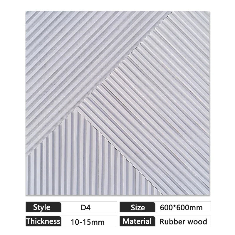 Mosaic Solid Wood Wall Panel 60x60cm - Natural Chinese Style Rubber Wood