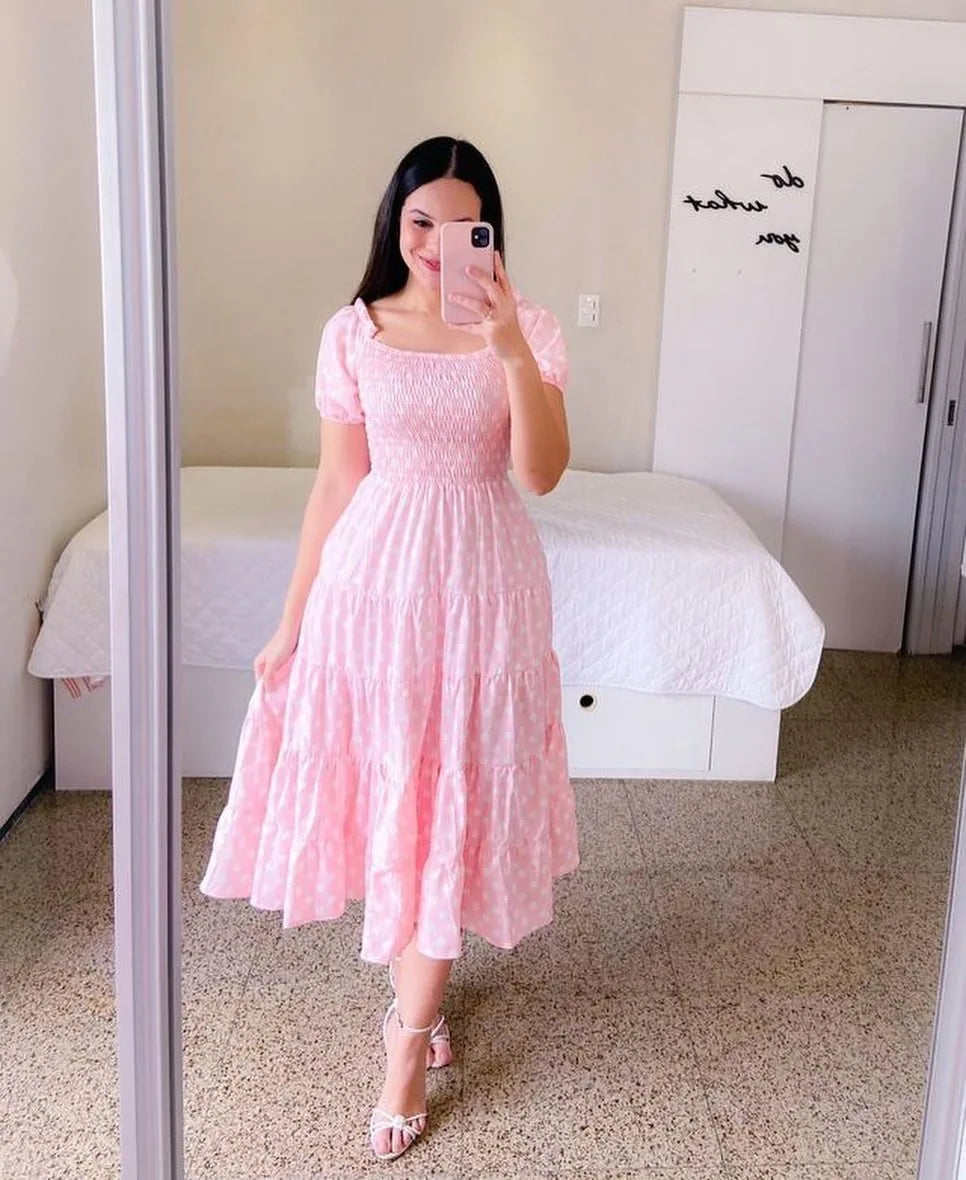 Women's High Waisted Long Dress - Elegant Loose Fit Contrasting Colours Beach Summer Dress