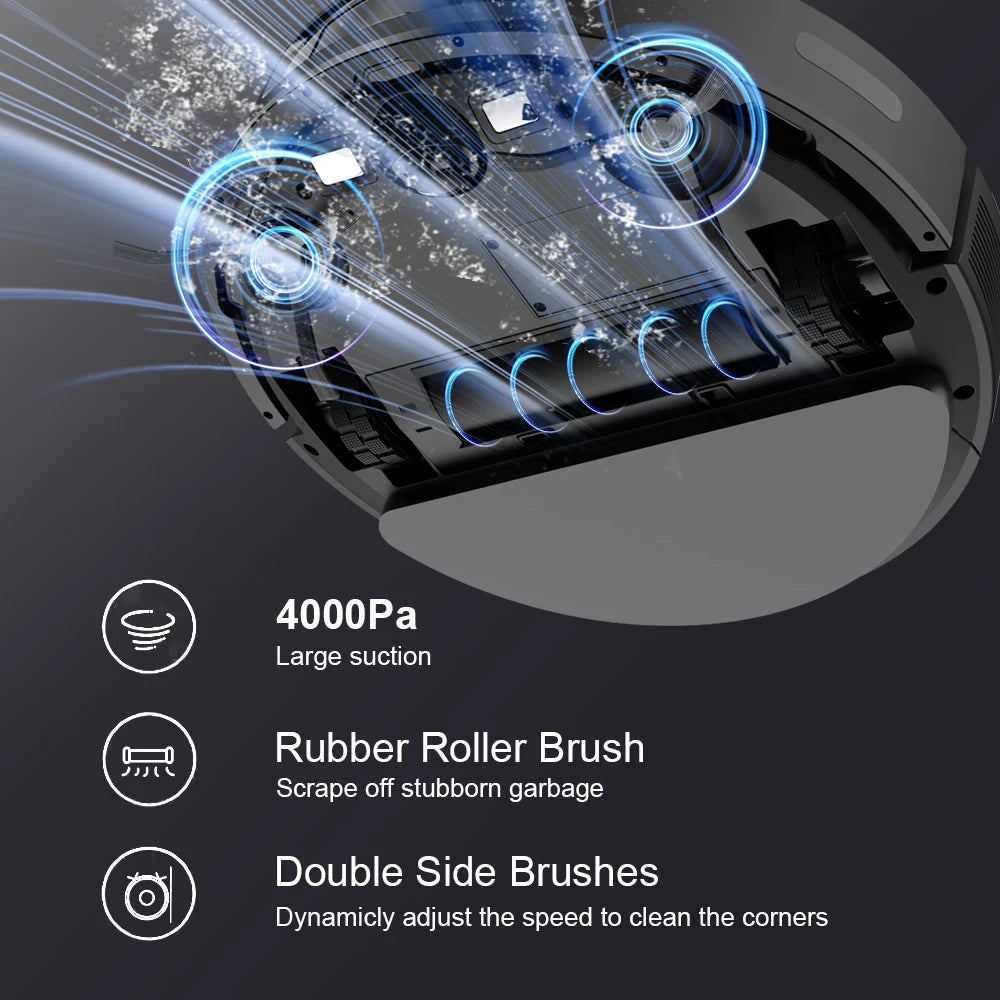Smart Robot Vacuum & Mop Combo - 4000PA Suction, WiFi Control, Auto-Recharge