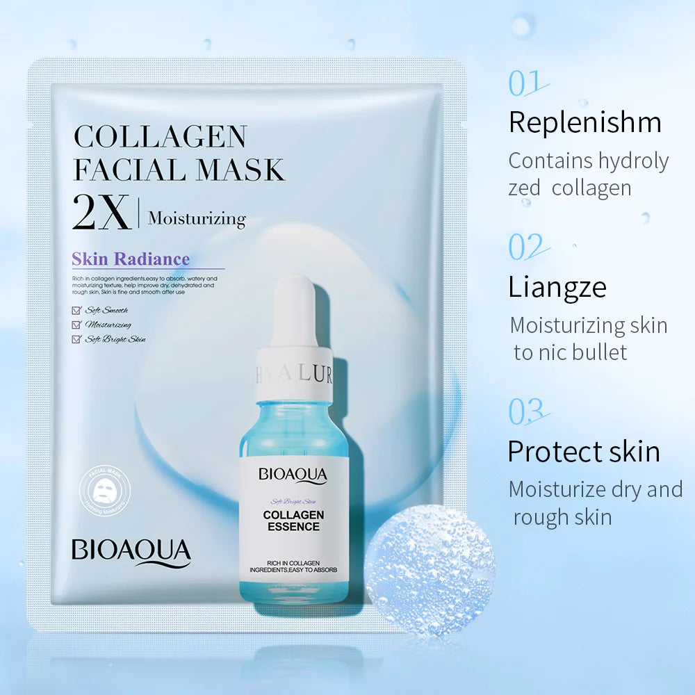 BIOAQUA Centella Collagen Sheet Masks (20 Pack) - Vitamin C & Hyaluronic Acid