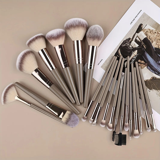 15/20pcs Beauty Makeup Brushes Set Plastic Handle Soft Fiber Makeup Brushes for Daily Professional Makeup Beauty Tools