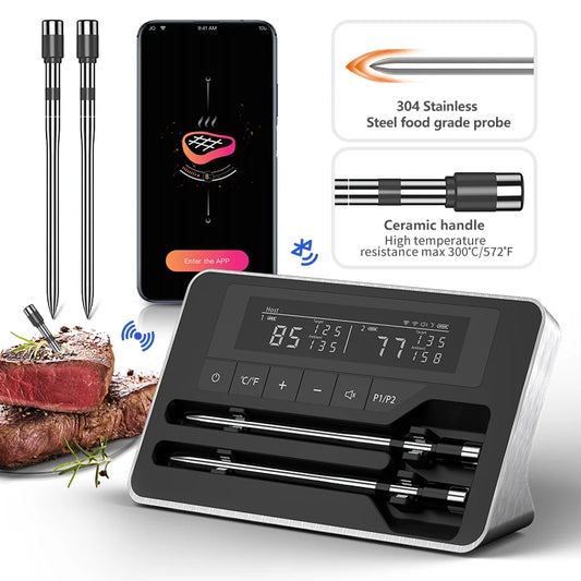 Wireless Bluetooth Meat Thermometer with Mobile App & LCD Display