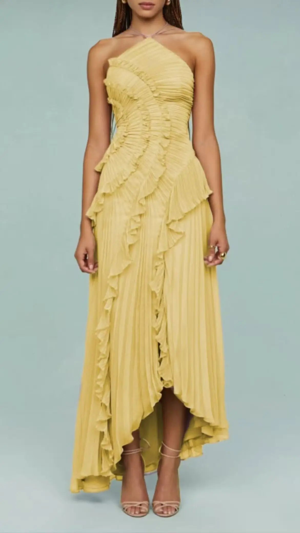 Elegant Lotus Edge Maxi Dress - Backless Halter Style