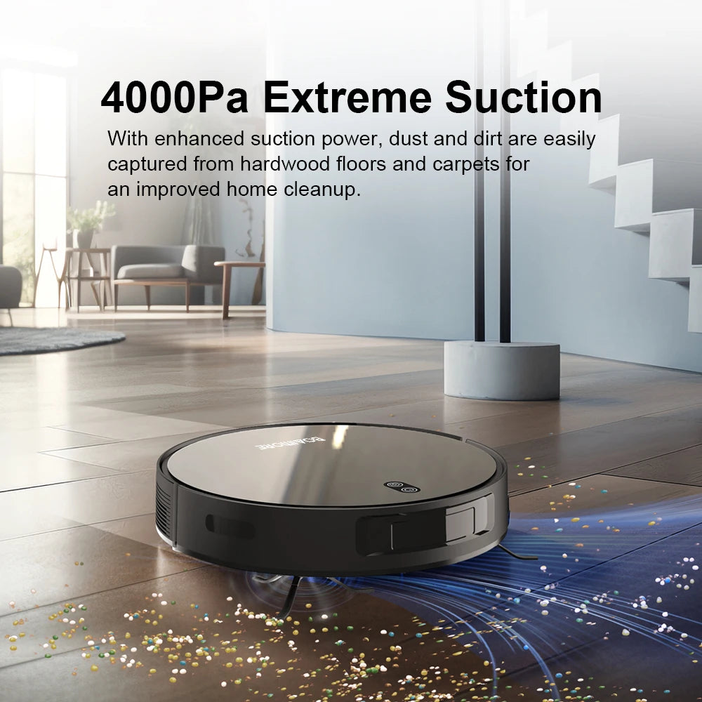Smart Robot Vacuum & Mop Combo - 4000PA Suction, WiFi Control, Auto-Recharge