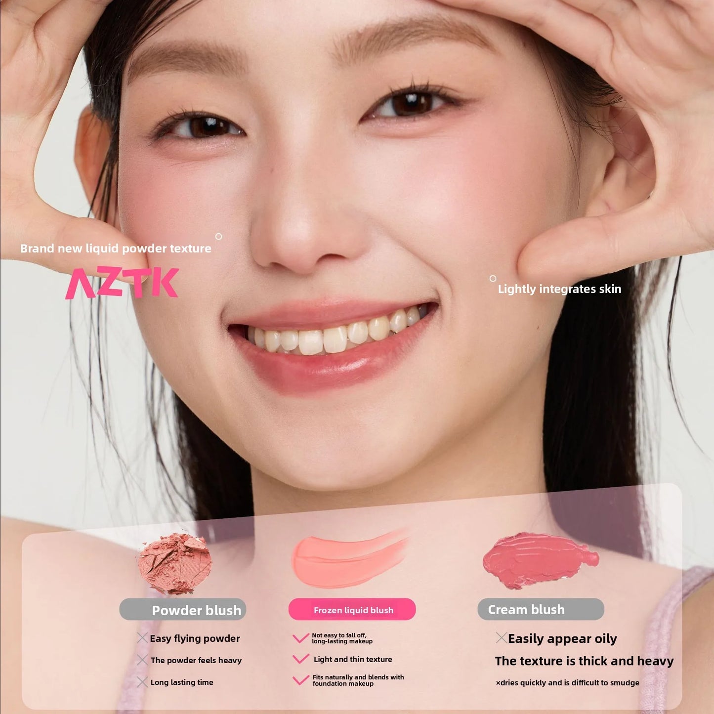 AZTK Liquid Blush Highlighter Contour Stick - Creamy Matte Natural Flush,Face Sculpting & Lifting Effect,Long Lasting Cheek Tint