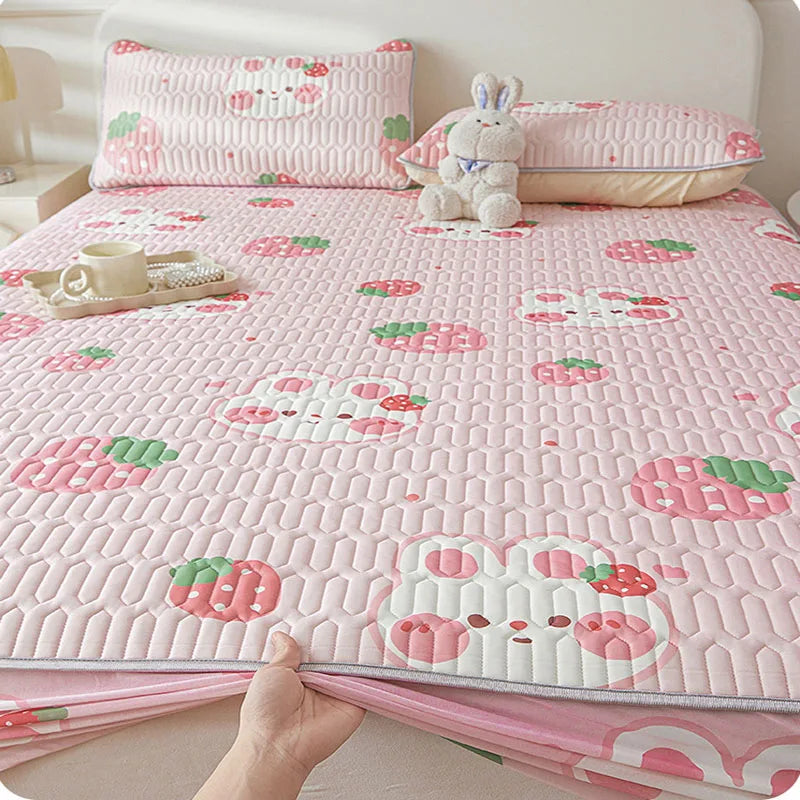 Cartoon Cute Pattern Cooling Fitted Sheet Single Natural latex fabric Soft cushion for Bedding Slow rebound Non-Slip Mattress