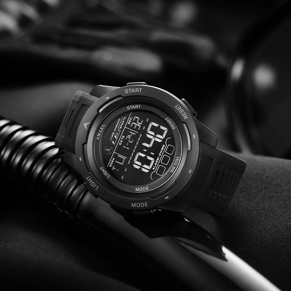 SMAEL 8105 Digital Sports Watch - 50m Waterproof LED Wristwatch for Men