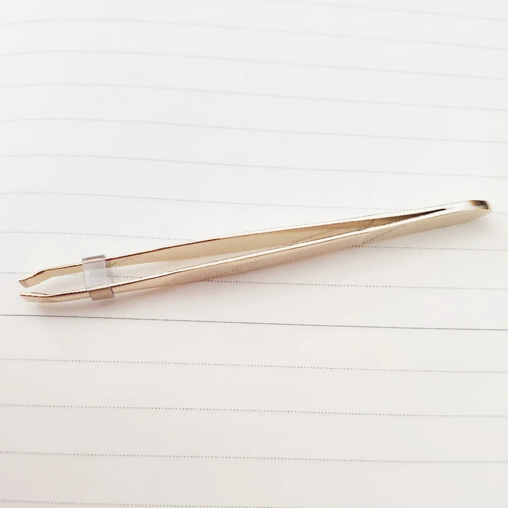 Gold Plated Stainless Steel Eyebrow Tweezers With Comb Precision Tip Eyelash Extension Tools Makeup Accessories Portable