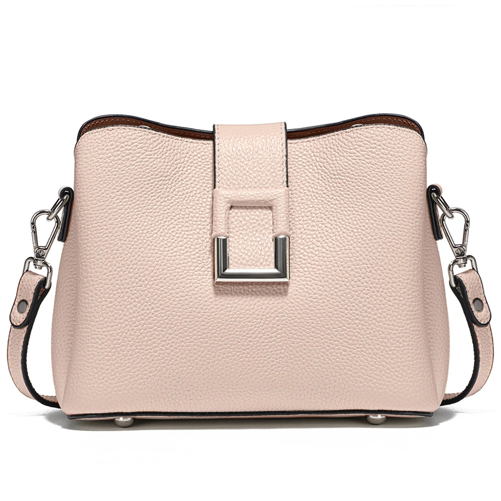 White Leather Designer Tote Bag - Zency Bucket Handbag