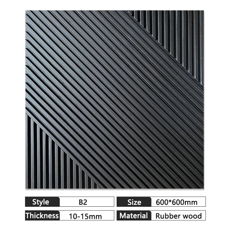 Mosaic Solid Wood Wall Panel 60x60cm - Natural Chinese Style Rubber Wood