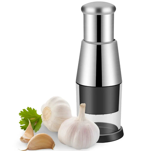 Stainless Steel Garlic Press - Manual Handheld Garlic Crusher
