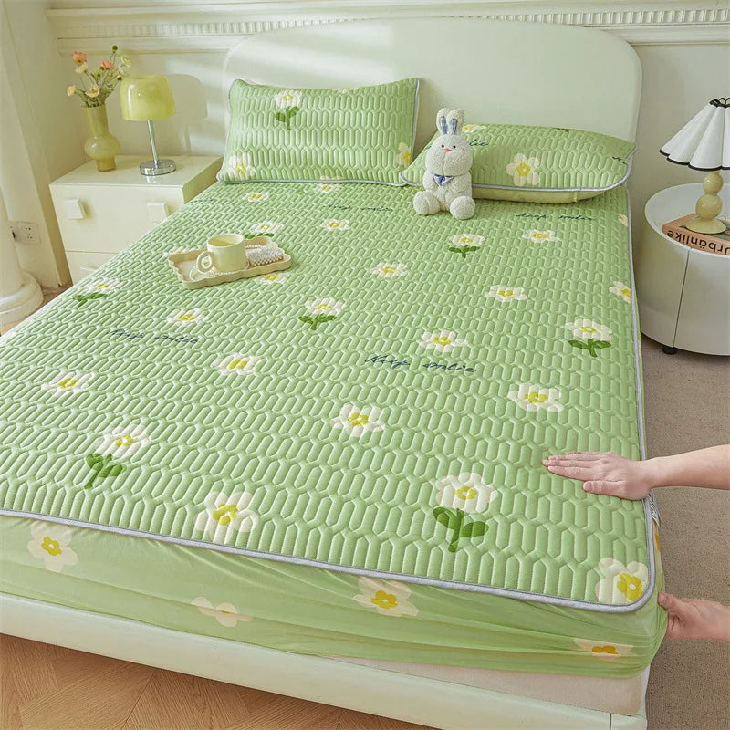 Cartoon Cute Pattern Cooling Fitted Sheet Single Natural latex fabric Soft cushion for Bedding Slow rebound Non-Slip Mattress