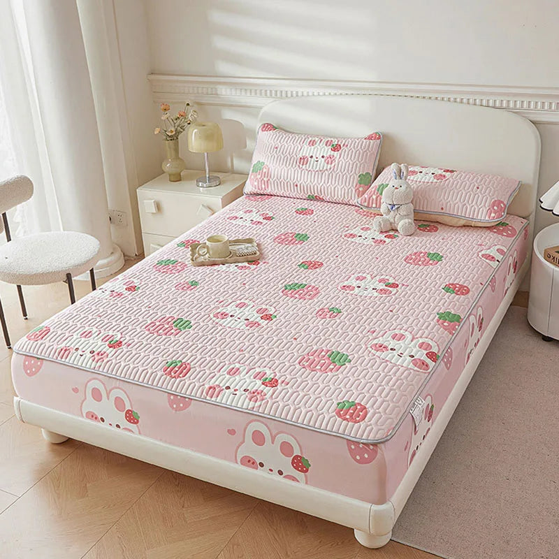 Cartoon Cute Pattern Cooling Fitted Sheet Single Natural latex fabric Soft cushion for Bedding Slow rebound Non-Slip Mattress