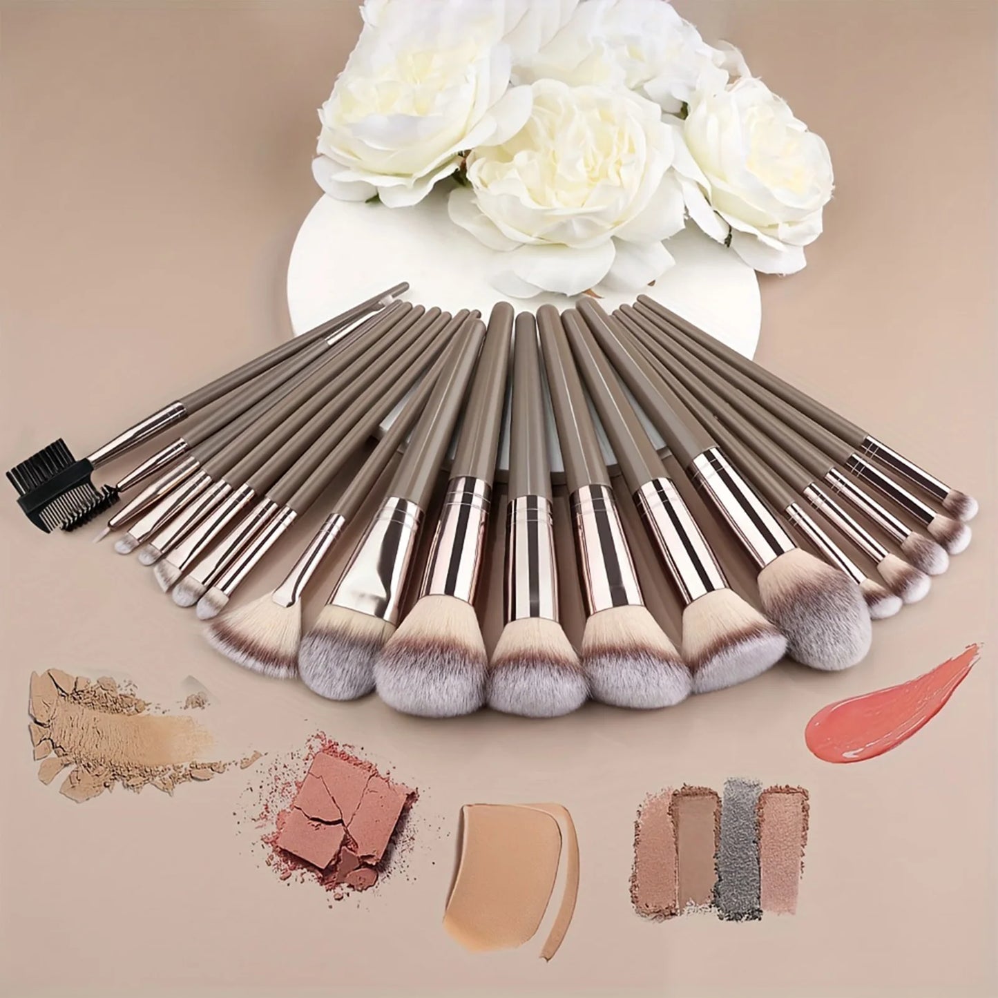 15/20pcs Beauty Makeup Brushes Set Plastic Handle Soft Fiber Makeup Brushes for Daily Professional Makeup Beauty Tools