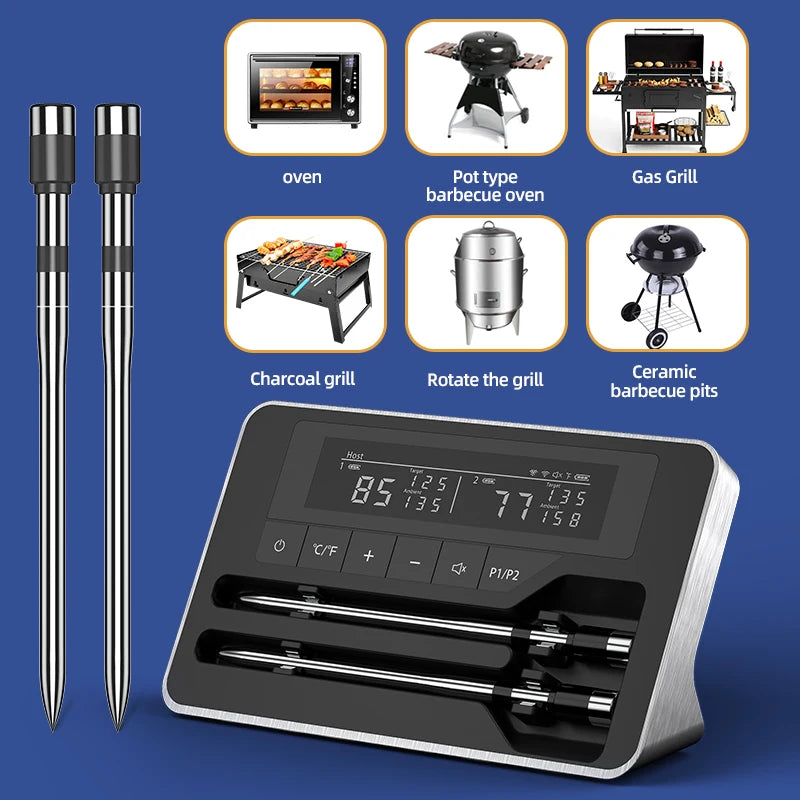 Wireless Bluetooth Meat Thermometer with Mobile App & LCD Display