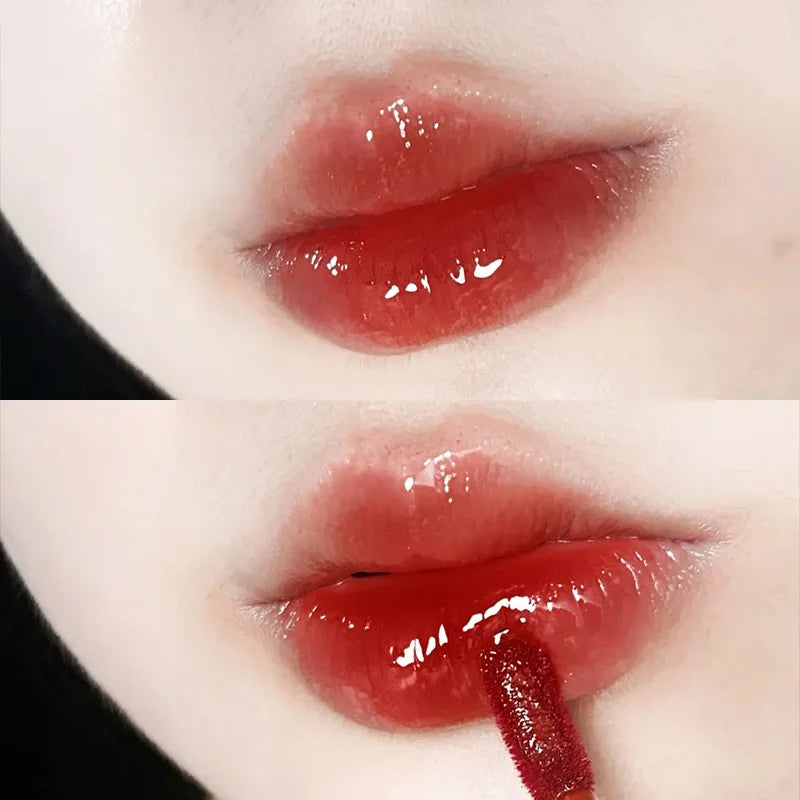 Cute Bear Lip Gloss Crystal Jelly Mirror Waterproof Liquid Lipstick Moisturizing Reducing Lip Lines Long Lasting Lip Ink Makeup