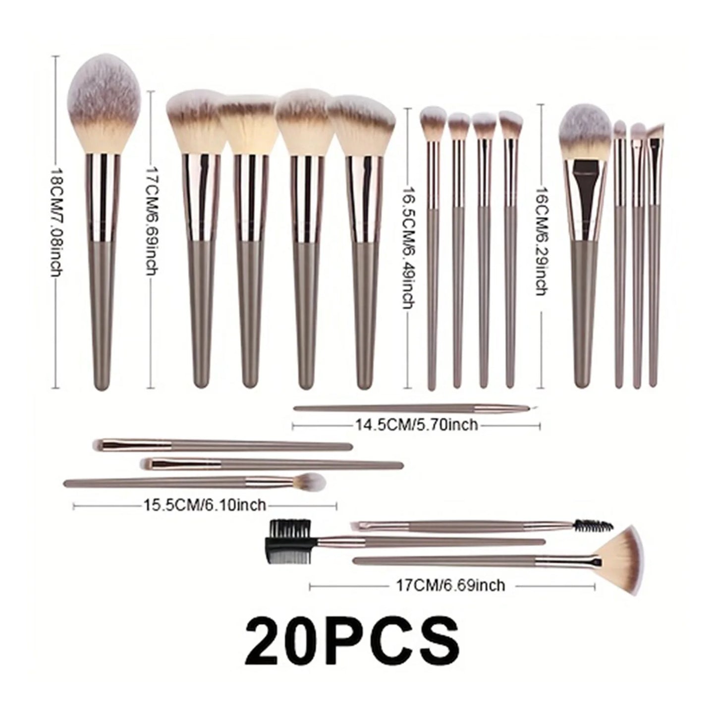 15/20pcs Beauty Makeup Brushes Set Plastic Handle Soft Fiber Makeup Brushes for Daily Professional Makeup Beauty Tools