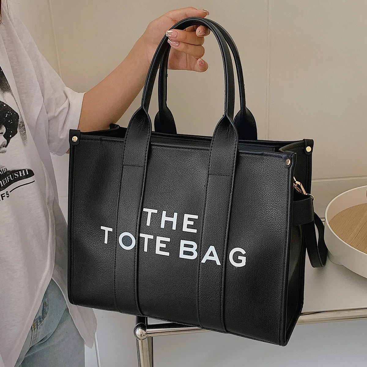Luxury Designer Tote Bag - Soft PU Leather Handbag