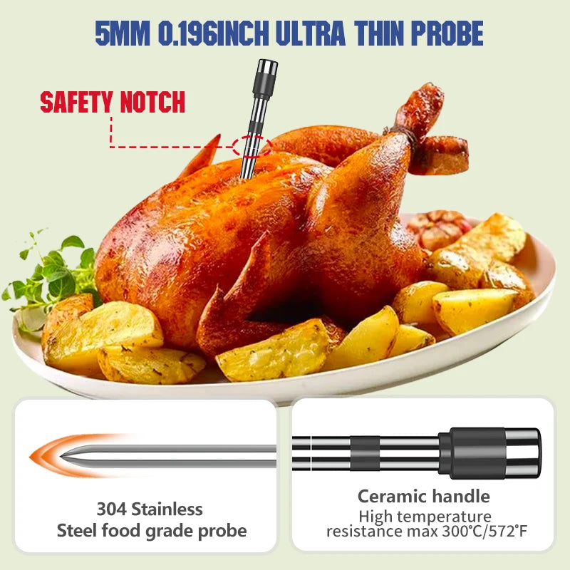 Wireless Bluetooth Meat Thermometer with Mobile App & LCD Display
