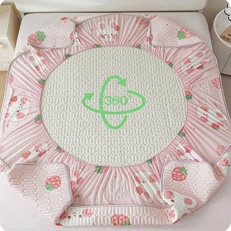 Cartoon Cute Pattern Cooling Fitted Sheet Single Natural latex fabric Soft cushion for Bedding Slow rebound Non-Slip Mattress
