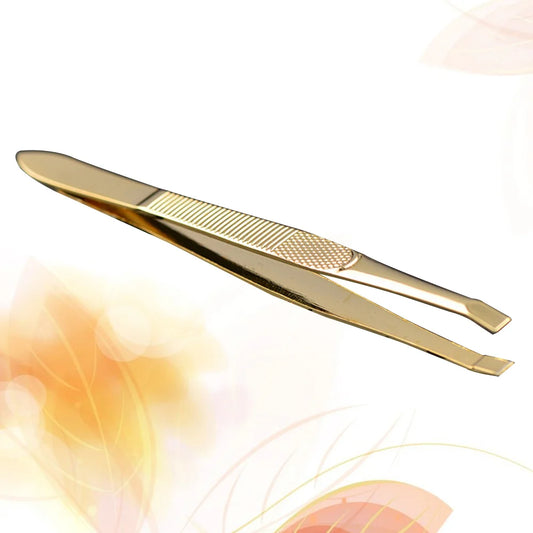 Gold Plated Stainless Steel Eyebrow Tweezers With Comb Precision Tip Eyelash Extension Tools Makeup Accessories Portable