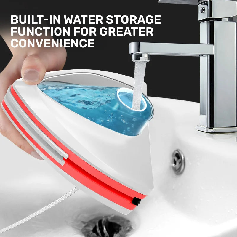 Magnetic Glass Electric Window Cleaner - Double-Layer Wiper with Water Discharge
