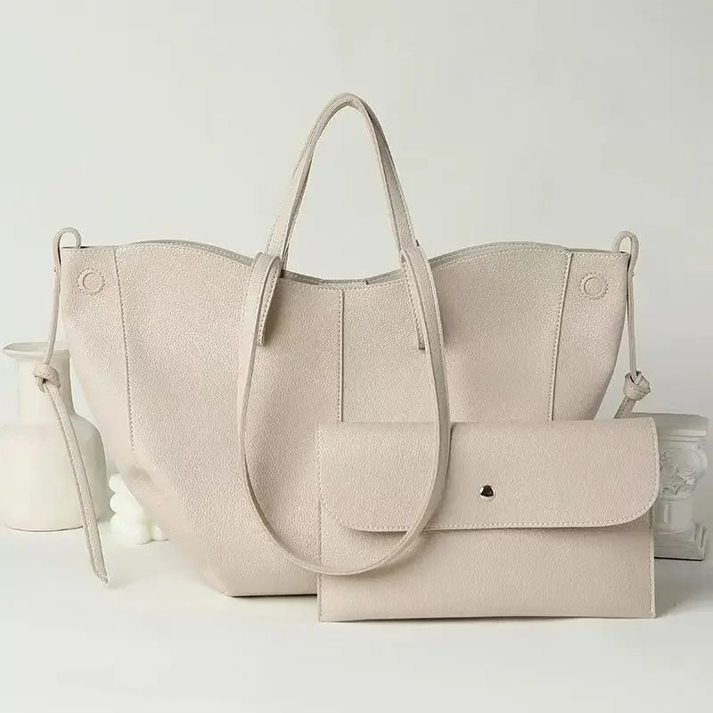 New France PU Leather Tote Large Capacity Women's Shoulder Underarm Bag Fashion Trend Magnetic Snap Interlayer