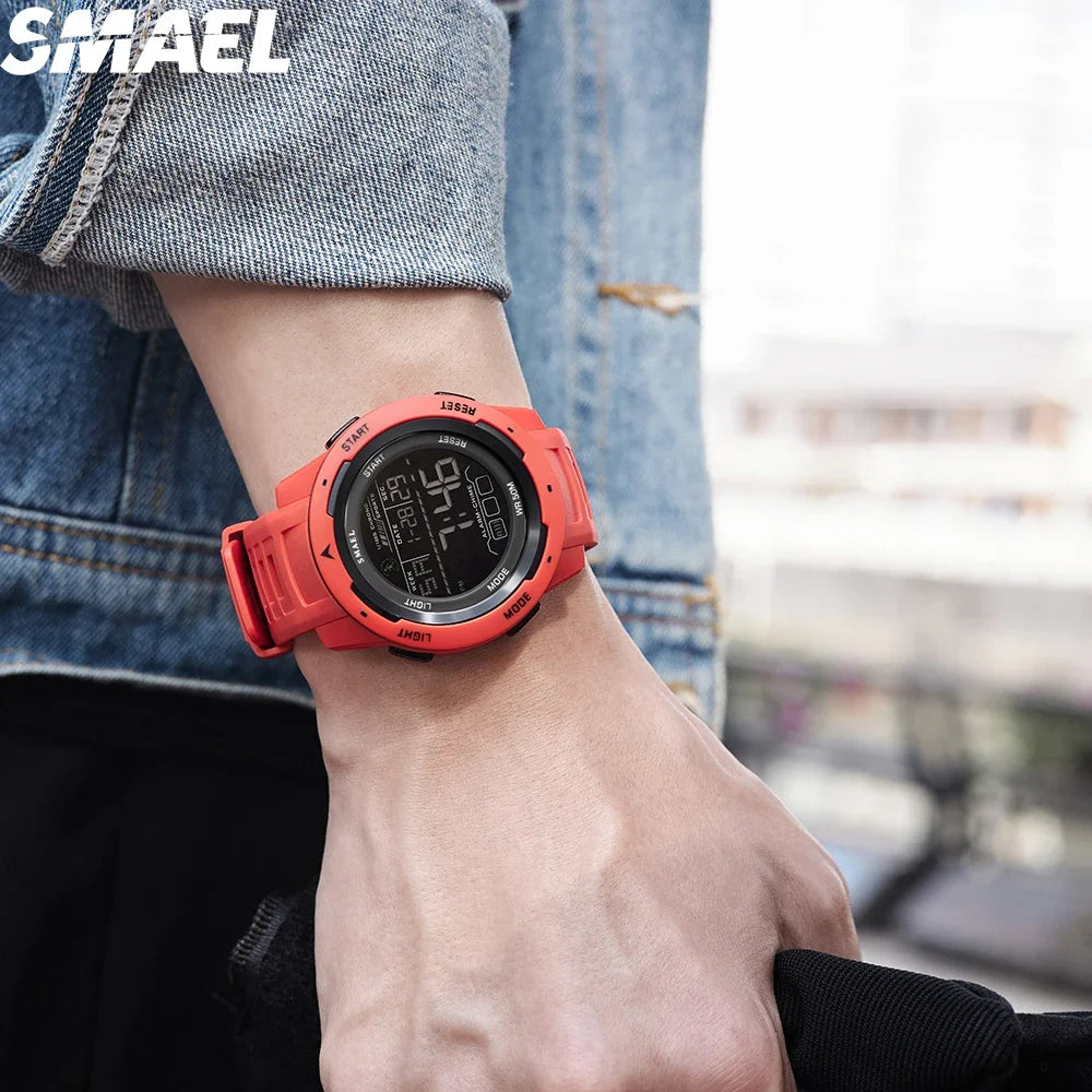 SMAEL 8105  LED Wristwatches Men's 50m Waterproof Watch Digital Light Stopwatch Watch for Men Digital Watches Sports