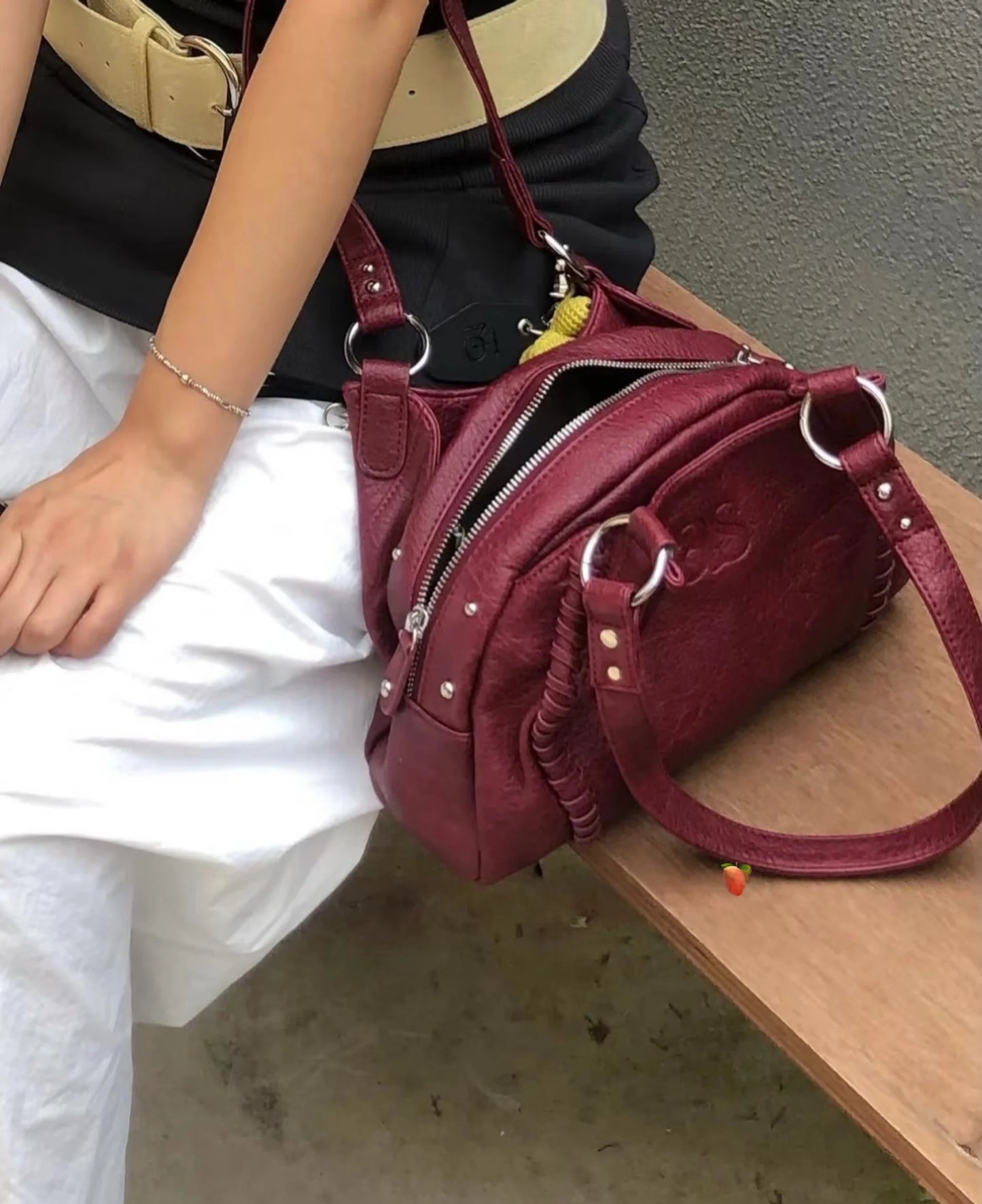 Large Capacity Leather Surface Wanderlust Bag Women's Underarm Single Shoulder Handbag Sli Korean Sle Casual Tote Bag
