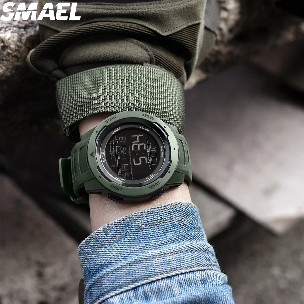 SMAEL 8105  LED Wristwatches Men's 50m Waterproof Watch Digital Light Stopwatch Watch for Men Digital Watches Sports