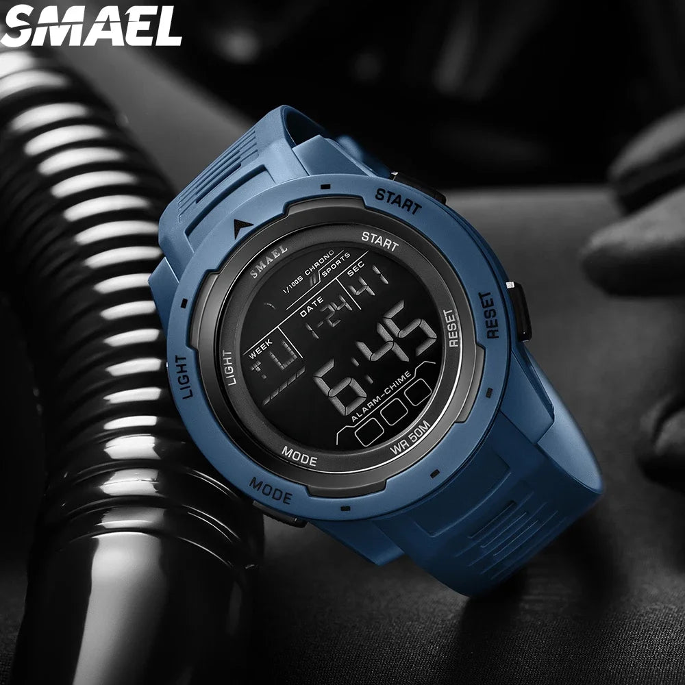 SMAEL 8105  LED Wristwatches Men's 50m Waterproof Watch Digital Light Stopwatch Watch for Men Digital Watches Sports