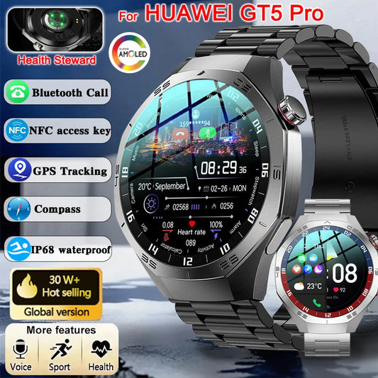 Huawei GT5 Pro Smart Watch - 1.52" AMOLED Display with GPS & Bluetooth Calling