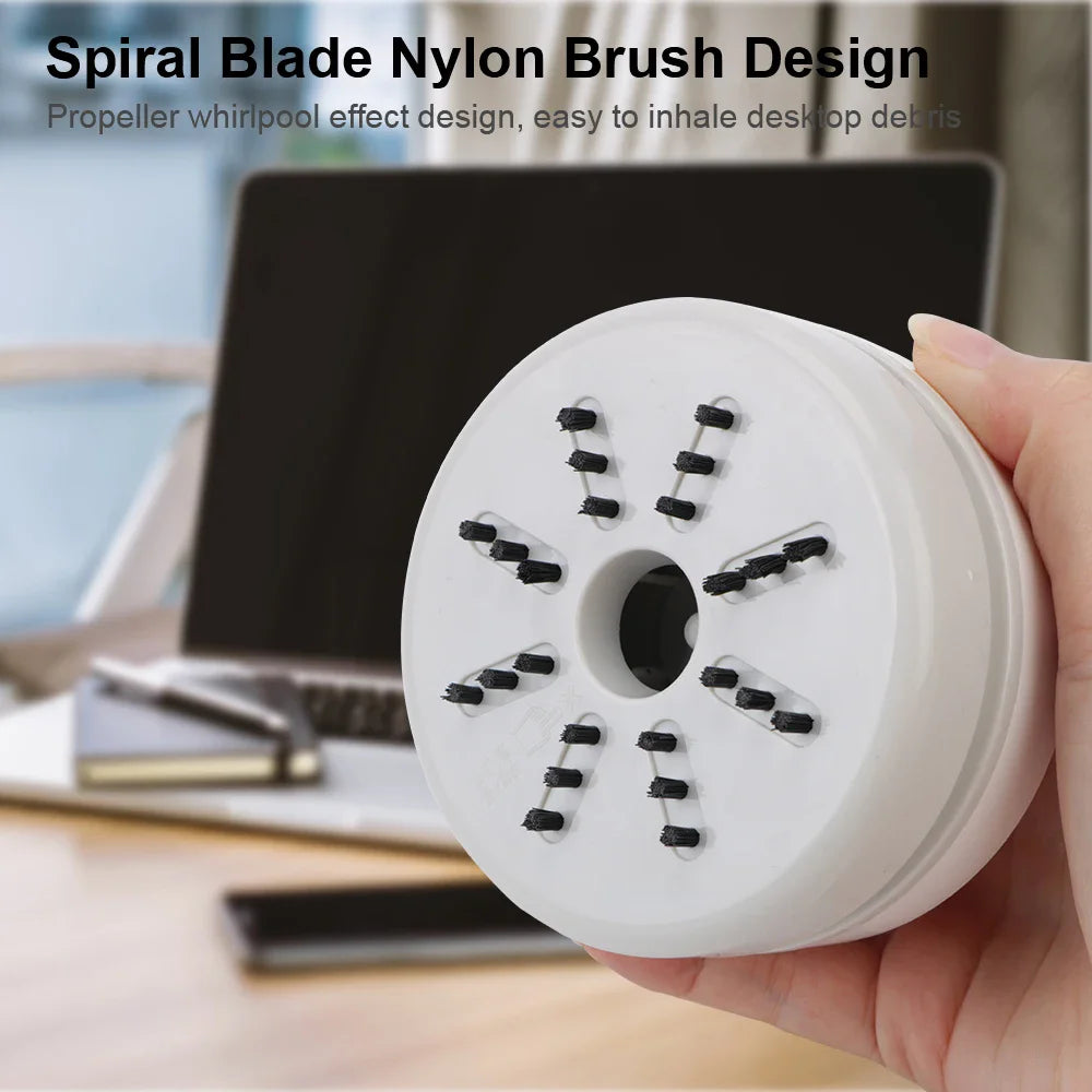USB Rechargeable Desk Dust Vacuum - Mini Desktop Cleaner with Brush