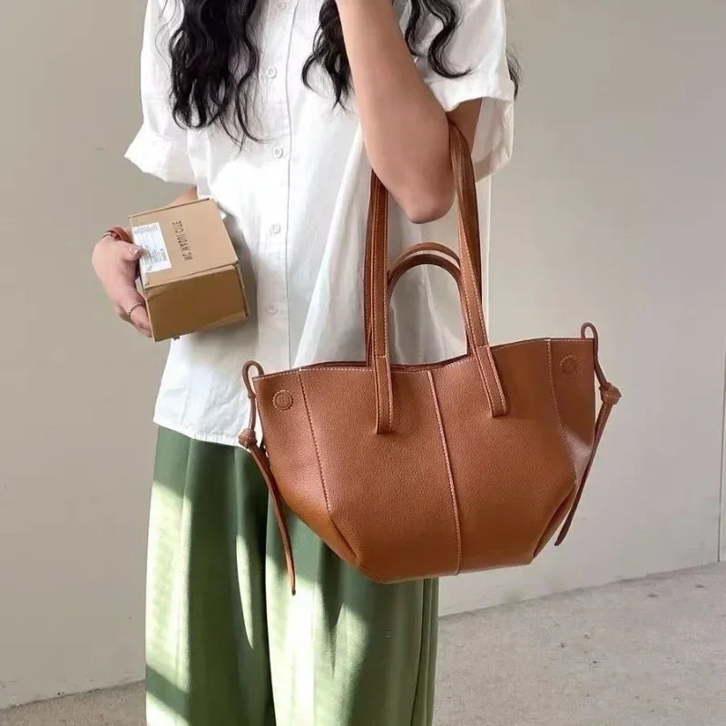 New France PU Leather Tote Large Capacity Women's Shoulder Underarm Bag Fashion Trend Magnetic Snap Interlayer