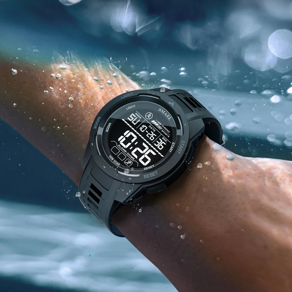 SMAEL Digital Watches Sports LED Wristwatches Men's  50m Waterproof Sport Watch Digital Light Stopwatch 8105  Military Watch Men
