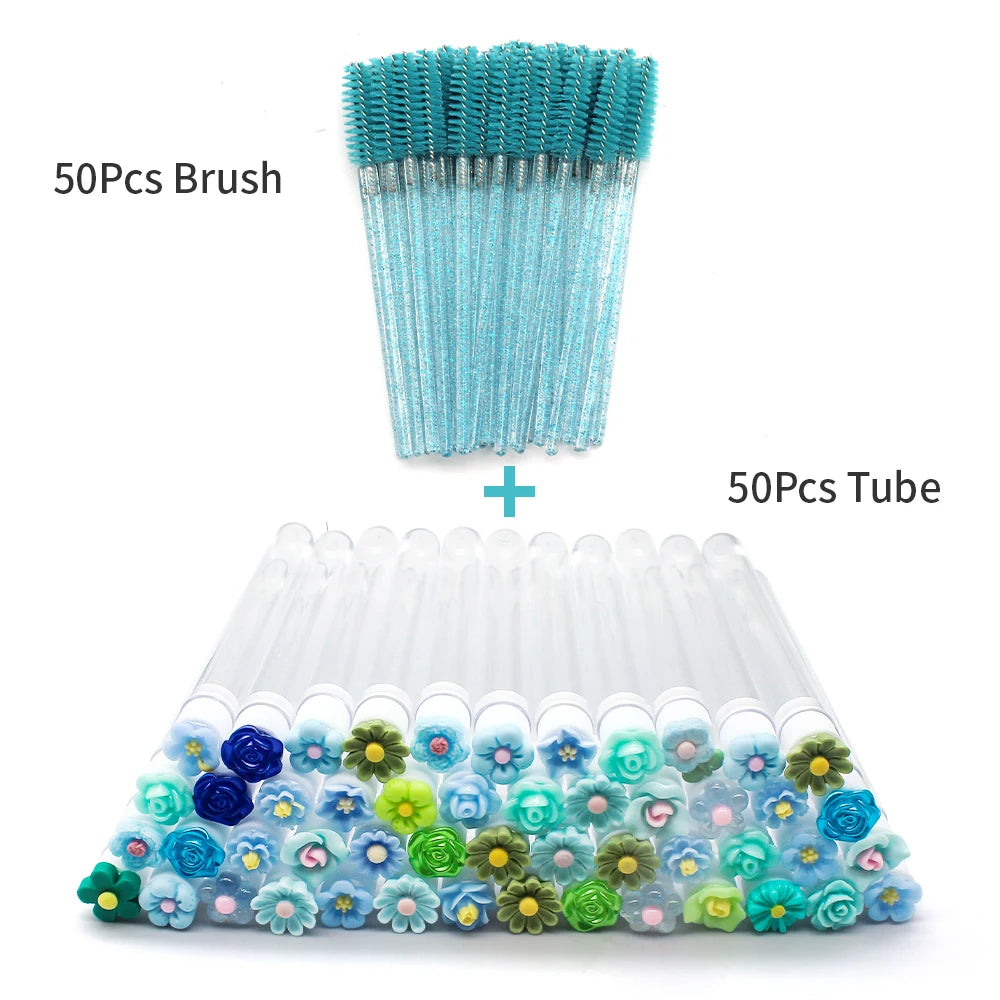10/50PCS Reusable Eyelash Brush Tubes Eyebrow Brush Eyelash Wands Replaceable Dust-proof Cleaner Storage Tubes Makeup Tool