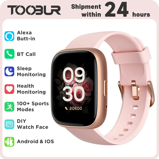 TOOBUR Smart Watch with Alexa Built-in - Heart Rate & Sleep Monitor